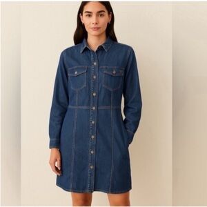 Frye | Dresses | Frye Women Light Wash Denim Button Front Mini Dress Sleeveless Vneck Blue Xl